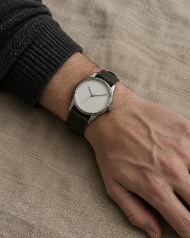 A steel field watch shown on a wrist